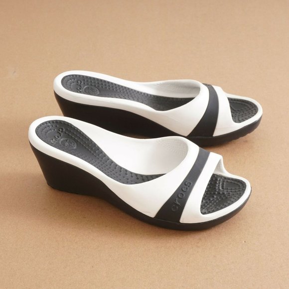 CROCS Shoes - Crocs Womens Sassari Wedge Sandals Slide On White
